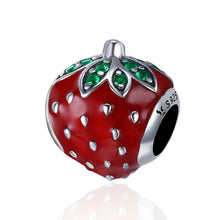 Load image into Gallery viewer, Authentic 925 Sterling Silver Sweet Strawberry Red Enamel Charm fit Women Charm Bracelets &amp; Bangles Fine Jewelry SCC369