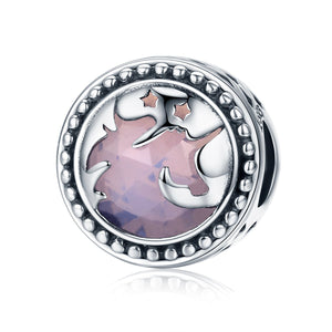 Authentic 925 Sterling Silver Fantasy Unicorn Big Stone Charm Beads fit Charm Bracelet DIY Jewelry Gift SCC377