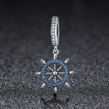 Load image into Gallery viewer, Genuine 100% 925 Sterling Silver Sea Voyage Ship Rudder Pendant Charms fit Women Bracelets Necklace Fine Jewelry SCC413