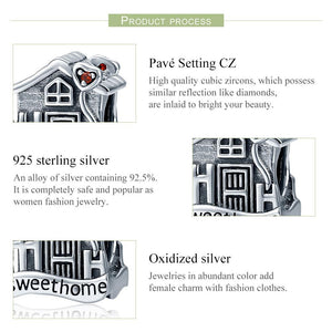 Fashion New Genuine 100% 925 Sterling Silver Sweet Home Loft Villa Charms fit Bracelets DIY Fine Jewelry SCC416