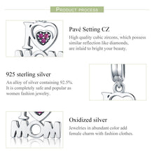 Load image into Gallery viewer, 100% Authentic 925 Sterling Silver i Love Mom Letter Pendant Charms fit Bracelets Fashion Jewelry Mother Gift SCC420