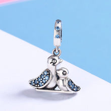 Load image into Gallery viewer, 100% 925 Sterling Silver Cute Bird Dependency Clear CZ Pendant Charms fit Bracelets Necklace Jewelry Making SCC426