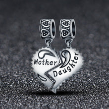 Load image into Gallery viewer, 100% 925 Sterling Silver Mother and Daughter Love Forever Pendant Charms fit Bracelets Necklace Jewelry Making SCC427