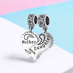 100% 925 Sterling Silver Mother and Daughter Love Forever Pendant Charms fit Bracelets Necklace Jewelry Making SCC427