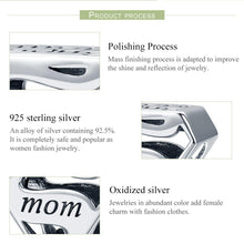 Load image into Gallery viewer, Authentic 925 Sterling Silver Super Mom Mother Engrave Beads fit Charm Bracelets &amp; Bangles Jewelry Mother Gift SCC429