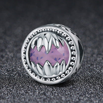 Authentic 925 Sterling Silver Autumn Tree Maple Leaf Pink Stone Beads fit Women Charm Bracelets DIY Jewelry SCC437