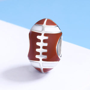 Sport Collection 100% 925 Sterling Silver American Football Sport Ball Charm Beads Fit Charm Bracelet DIY Jewelry SCC442