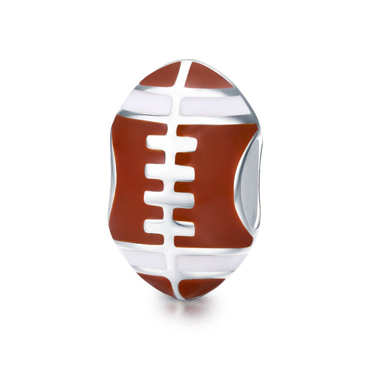 Sport Collection 100% 925 Sterling Silver American Football Sport Ball Charm Beads Fit Charm Bracelet DIY Jewelry SCC442