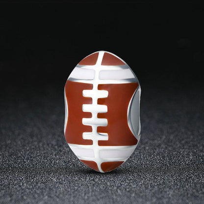 Sport Collection 100% 925 Sterling Silver American Football Sport Ball Charm Beads Fit Charm Bracelet DIY Jewelry SCC442