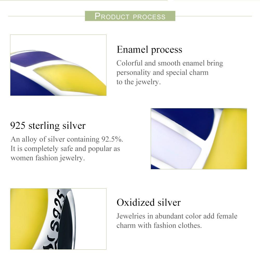 Authentic 100% 925 Sterling Silver Sport Ball Volleyball Love Charm Beads fit Women Bracelet DIY Beads Jewelry SCC448