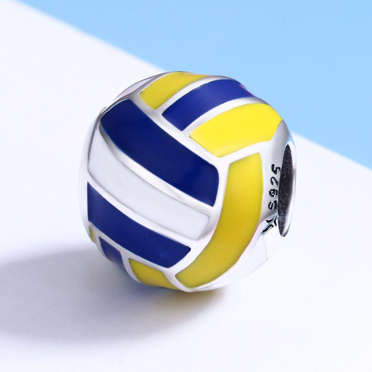 Authentic 100% 925 Sterling Silver Sport Ball Volleyball Love Charm Beads fit Women Bracelet DIY Beads Jewelry SCC448