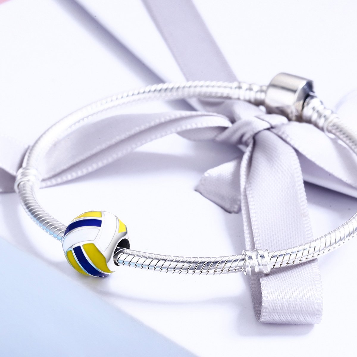Authentic 100% 925 Sterling Silver Sport Ball Volleyball Love Charm Beads fit Women Bracelet DIY Beads Jewelry SCC448