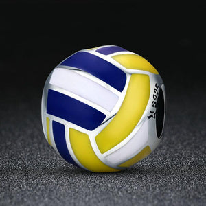 Authentic 100% 925 Sterling Silver Sport Ball Volleyball Love Charm Beads fit Women Bracelet DIY Beads Jewelry SCC448