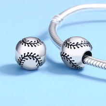Load image into Gallery viewer, Sport Collection Real 925 Sterling Silver Sport Baseball Round Ball Beads Fit Charm Bracelet DIY Jewelry S925 SCC449