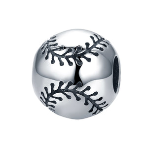 Sport Collection Real 925 Sterling Silver Sport Baseball Round Ball Beads Fit Charm Bracelet DIY Jewelry S925 SCC449