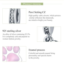 Load image into Gallery viewer, Fashion New 925 Sterling Silver Animal Dog Footprint &amp; Dog Bone Pendant Charm fit Women Bracelet DIY Jewelry SCC452