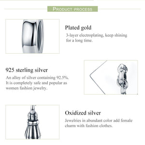 Authentic 925 Sterling Silver Graduate Trencher Cap Long Tassel Pendant Charm fit Women Bracelet DIY Jewelry Gift SCC459