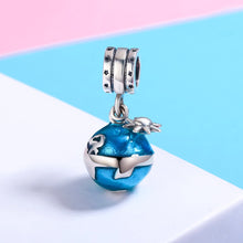 Load image into Gallery viewer, Authentic 925 Sterling Silver Blue Planet Enamel Charm Pendant fit Women Charm Bracelet Necklace Jewelry Gift SCC469