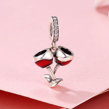 Load image into Gallery viewer, Valentine Day Gift 925 Sterling Silver Cheers for Love Couple Beer Pendant Charm Fit Charm Bracelet DIY Jewelry SCC478