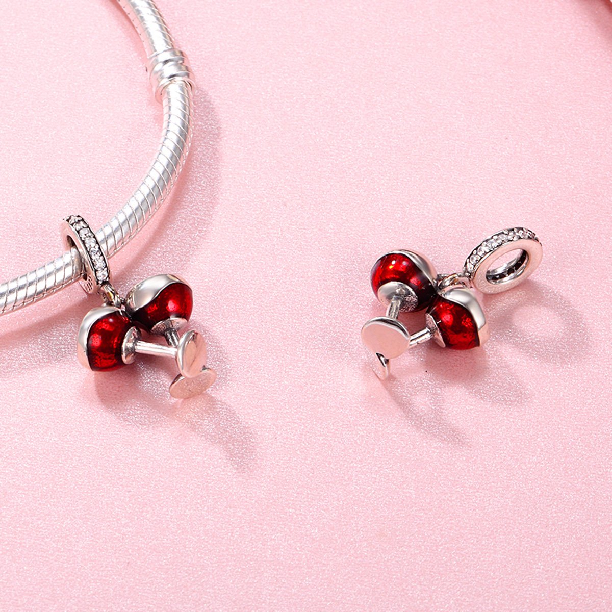 Valentine Day Gift 925 Sterling Silver Cheers for Love Couple Beer Pendant Charm Fit Charm Bracelet DIY Jewelry SCC478