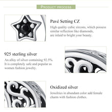 Load image into Gallery viewer, 100% 925 Sterling Silver Openwork Moon and Star Goodnight Charm Beads fit Bracelet DIY Jewelry Valentine Day Gift SCC483