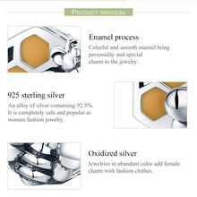 Load image into Gallery viewer, New Collection 925 Sterling Silver Honeycomb Honey Bee Square Charm Beads fit Women Bracelet DIY Jewelry Making SCC500