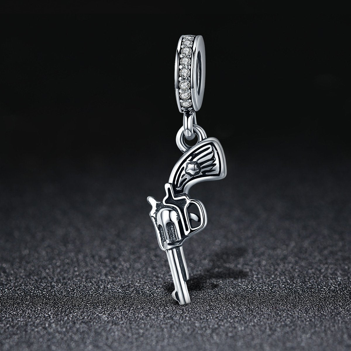 100% Real 925 Sterling Silver Vintage Revolver Pistol Pendant Charm fit Women Charm Bracelet DIY Beads Jewelry SCC508