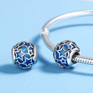 Hot Sale 100% 925 Sterling Silver Shimmering Star Crystal CZ Beads fit Women Bracelets & Bangles Jewelry SCC511
