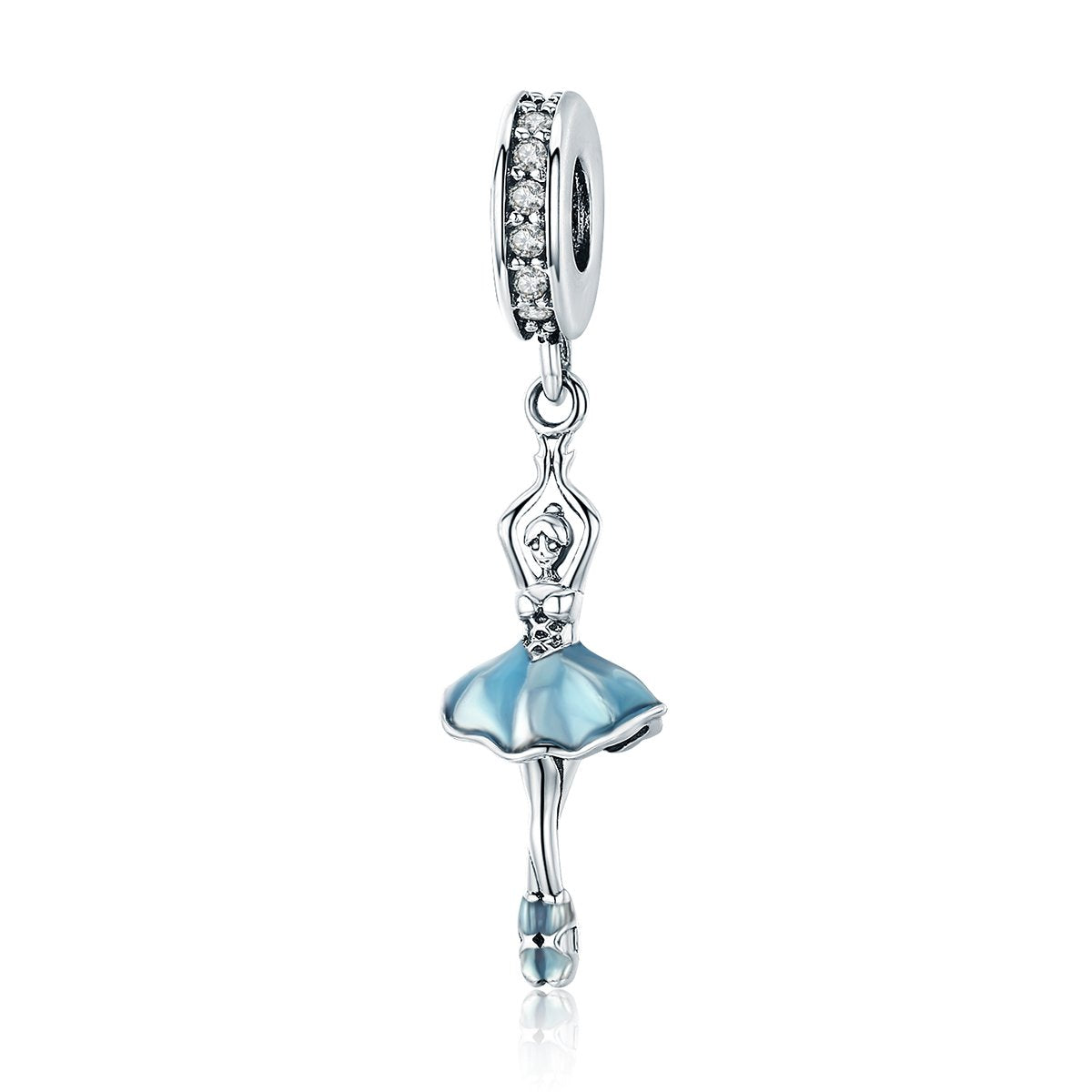 Popular Genuine 925 Sterling Silver Ballet Girl Ballet Angel Pendant Charm fit Women Charm Bracelet DIY Jewelry SCC514