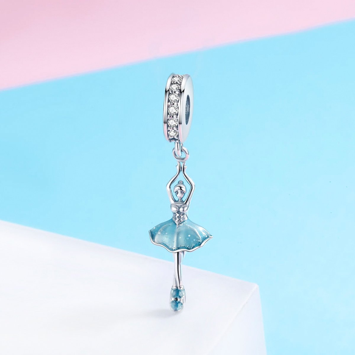 Popular Genuine 925 Sterling Silver Ballet Girl Ballet Angel Pendant Charm fit Women Charm Bracelet DIY Jewelry SCC514