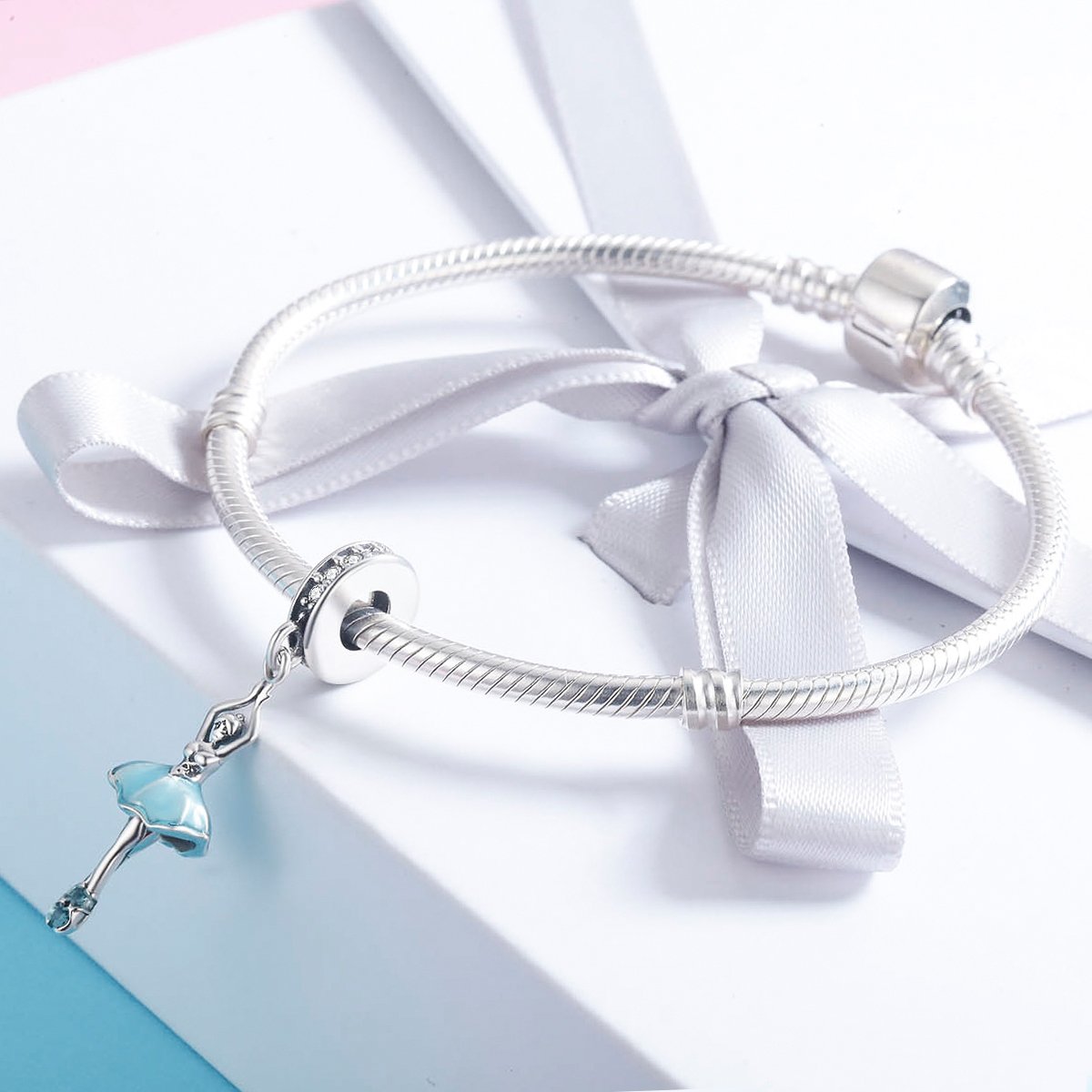 Popular Genuine 925 Sterling Silver Ballet Girl Ballet Angel Pendant Charm fit Women Charm Bracelet DIY Jewelry SCC514