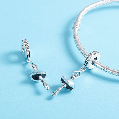 Popular Genuine 925 Sterling Silver Ballet Girl Ballet Angel Pendant Charm fit Women Charm Bracelet DIY Jewelry SCC514