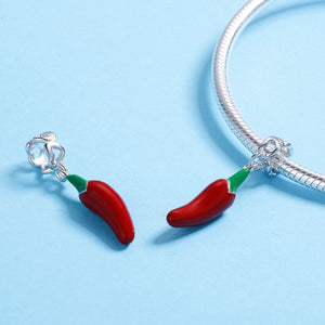 New Arrival 100% 925 Sterling Silver Red Chili Pepper Pendant Charm fit Women Charm Bracelet & Necklace Jewelry SCC530