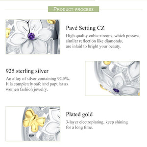 100% 925 Sterling Silver Spring Collection Flower & Butterfly Enamel Charm Beads fit Charm Bracelet Fine Jewelry SCC546