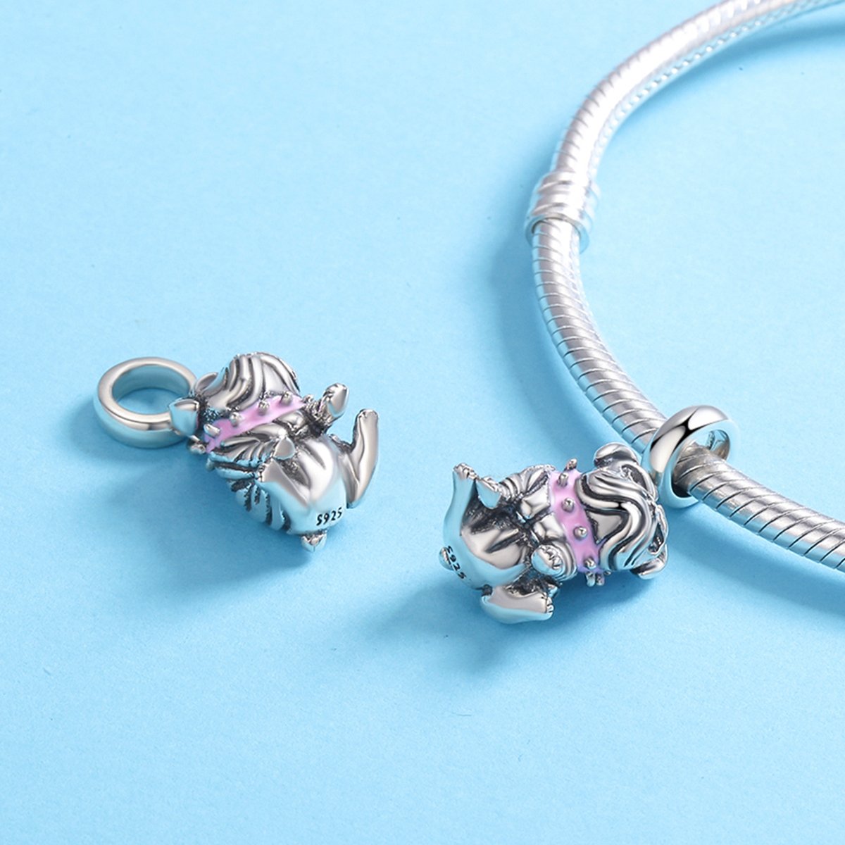 Authentic 925 Sterling Silver Cute English Bulldog Dog Charm Beads fit Original Charm Bracelet DIY Jewelry Making SCC552