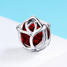 Load image into Gallery viewer, Romantic 100% 925 Sterling Silver Rose Flower Red Crystal Charm Beads fit Women Charm Bracelet DIY Jewelry Making SCC568