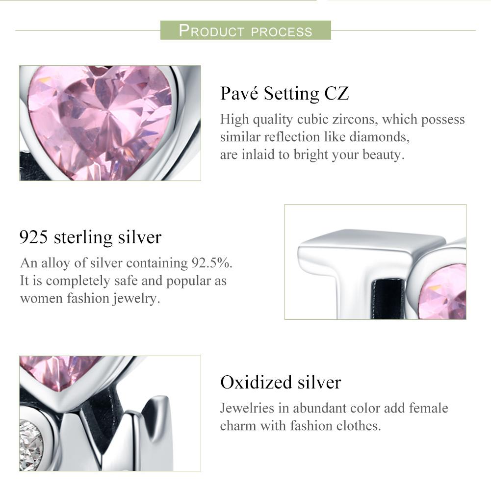 Authentic 925 Sterling Silver I Love Mom Gift For Mother Charm fit Women Charm Bracelet & Necklace DIY Jewelry SCC579