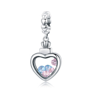 100% 925 Sterling Silver Romantic Heart Pendant AAA Zircon Charm fit Women Bracelet & Necklace Fine Jewelry S925 SCC588