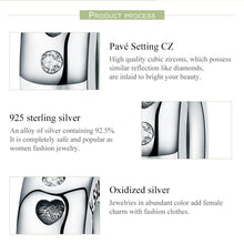 Load image into Gallery viewer, Real 925 Sterling Silver Spacer Heart Shape Engrave Charm Beads fit Women Charm Bracelet Necklace Fine Jewelry SCC593