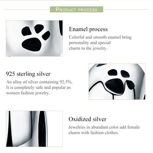 New Arrival 100% 925 Sterling Silver Dog Animal Footprint Spacer Beads fit Charm Bracelet & Necklace DIY Jewelry SCC594