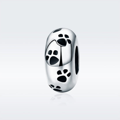 New Arrival 100% 925 Sterling Silver Dog Animal Footprint Spacer Beads fit Charm Bracelet & Necklace DIY Jewelry SCC594