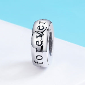 Romantic New 925 Sterling Silver I Love You Forever Engrave Spacer Beads fit Charm Bracelet & Bangles DIY Jewelry SCC595
