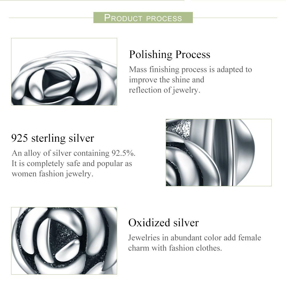 Real 925 Sterling Silver Romantic Stackable Rose Flower Beads fit Women Charm Bracelet Necklace Fine Jewelry S925 SCC596