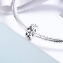 Load image into Gallery viewer, Real 925 Sterling Silver Romantic Stackable Rose Flower Beads fit Women Charm Bracelet Necklace Fine Jewelry S925 SCC596