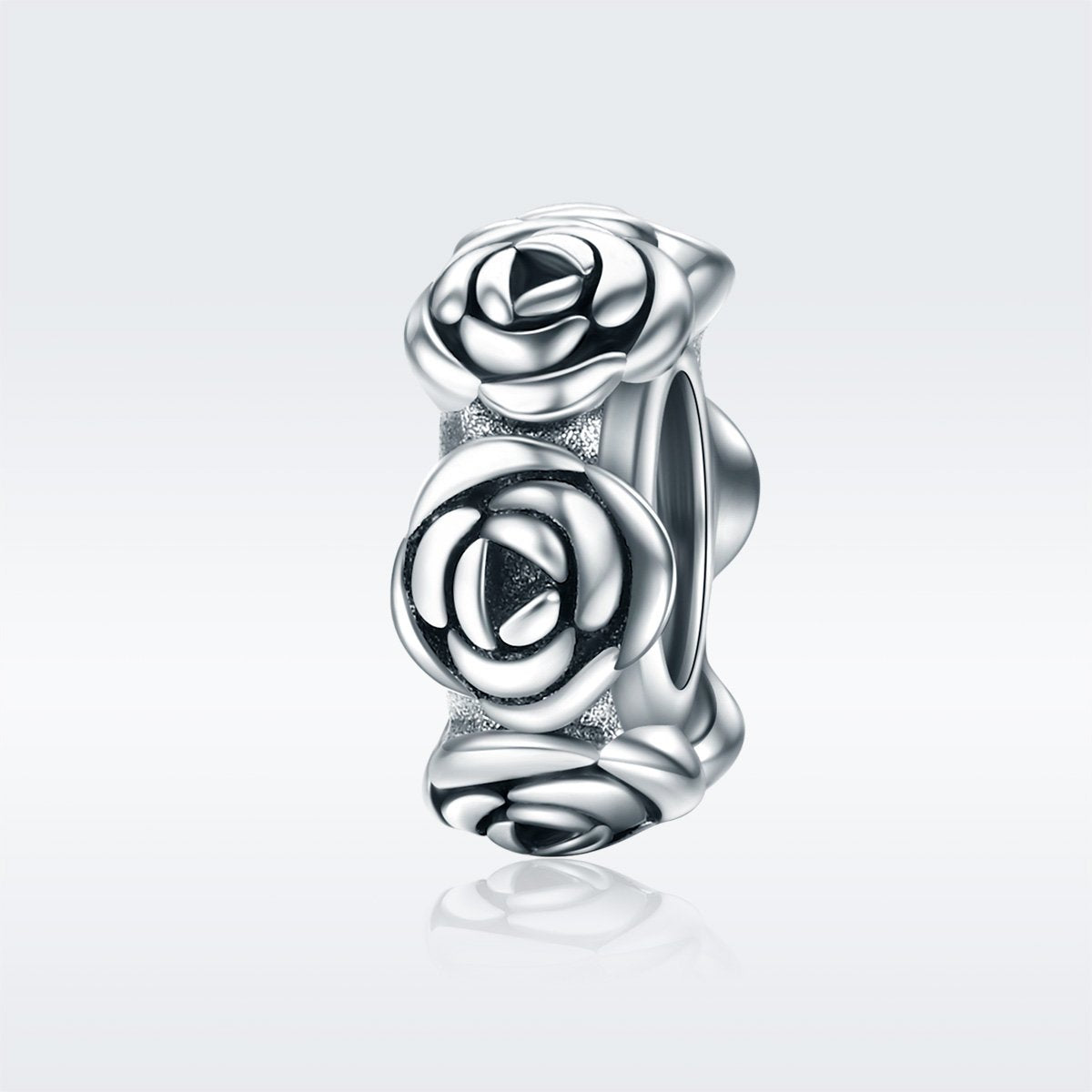 Real 925 Sterling Silver Romantic Stackable Rose Flower Beads fit Women Charm Bracelet Necklace Fine Jewelry S925 SCC596