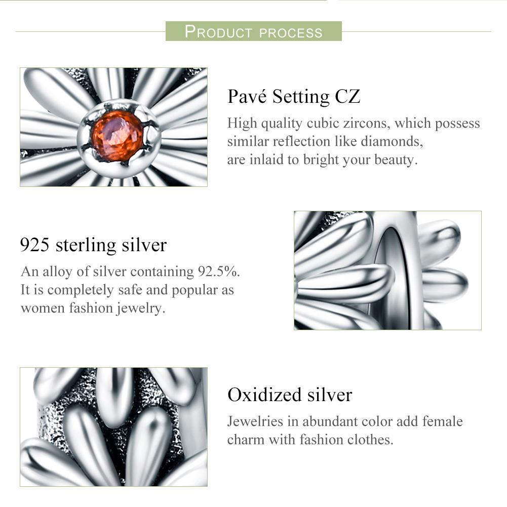 Fashion New 100% 925 Sterling Silver Daisy Flower Silicon Spacer Beads fit Charm Bracelet & Necklace DIY Jewelry SCC598