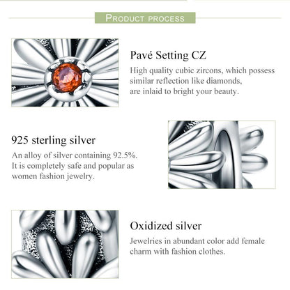 Fashion New 100% 925 Sterling Silver Daisy Flower Silicon Spacer Beads fit Charm Bracelet & Necklace DIY Jewelry SCC598