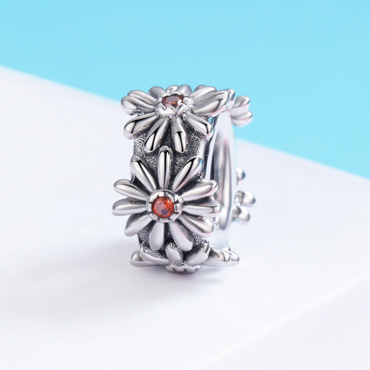 Fashion New 100% 925 Sterling Silver Daisy Flower Silicon Spacer Beads fit Charm Bracelet & Necklace DIY Jewelry SCC598