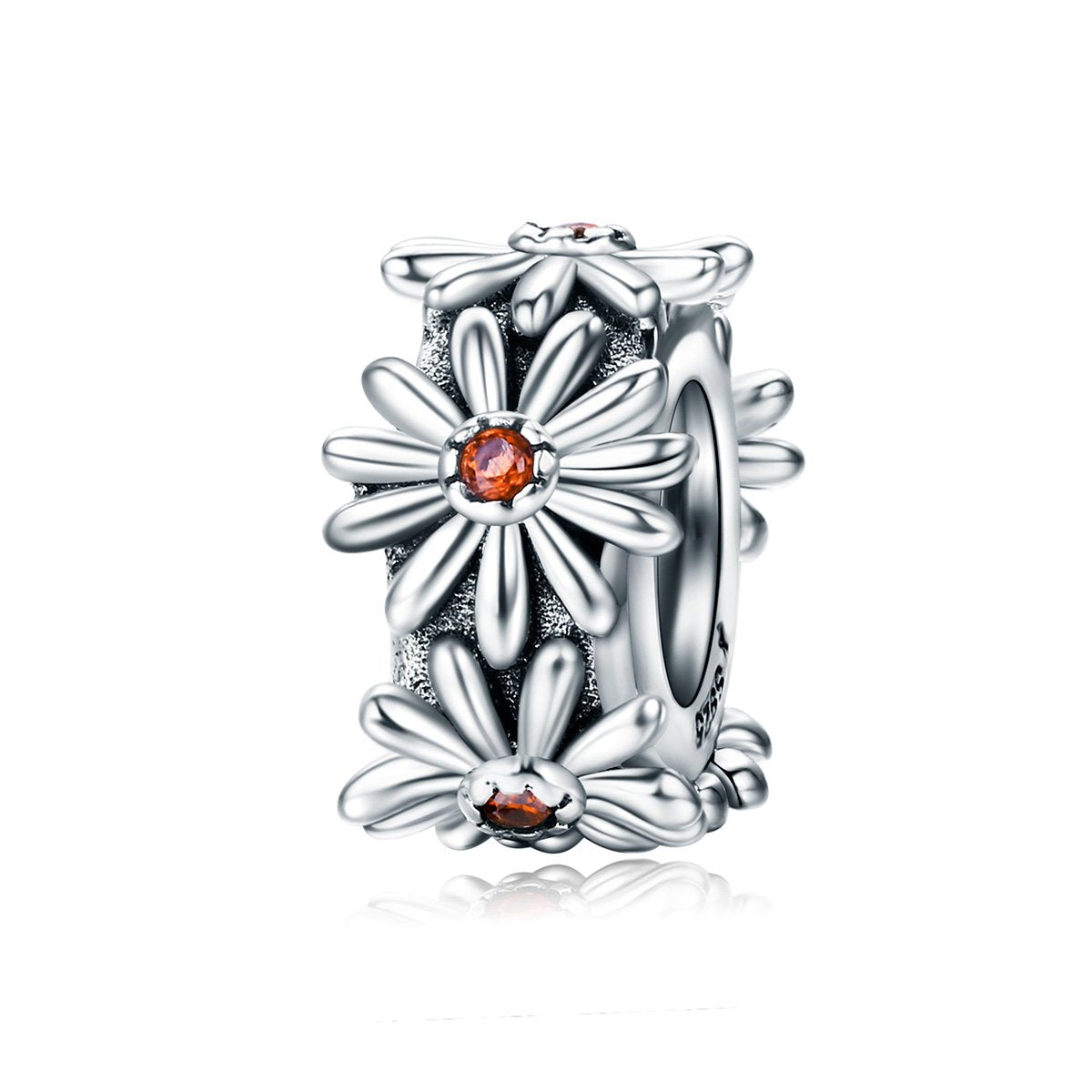 Fashion New 100% 925 Sterling Silver Daisy Flower Silicon Spacer Beads fit Charm Bracelet & Necklace DIY Jewelry SCC598