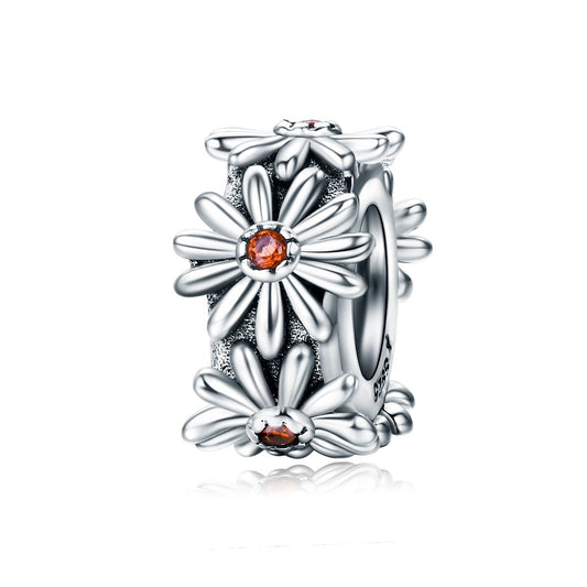 Fashion New 100% 925 Sterling Silver Daisy Flower Silicon Spacer Beads fit Charm Bracelet & Necklace DIY Jewelry SCC598